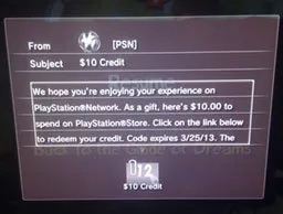 PSN Credit Message